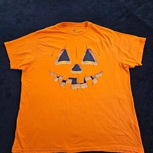 Jack-O'-Lantern Halloween Orange Short Sleeve Cotton Blend T-Shirt Adult 3XL